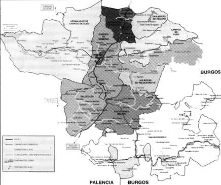 Mapa de la comarca de Campoo