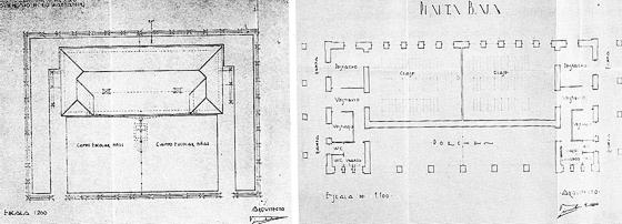 Plano general y de la planta baja del Grupo escolar de Los Carabeos