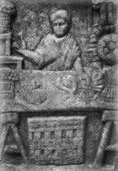 Representaci&oacute;n del comercio romano: puesto de verduras