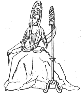 Dama de la nobleza hilando con rueca alta (siglo XVII)